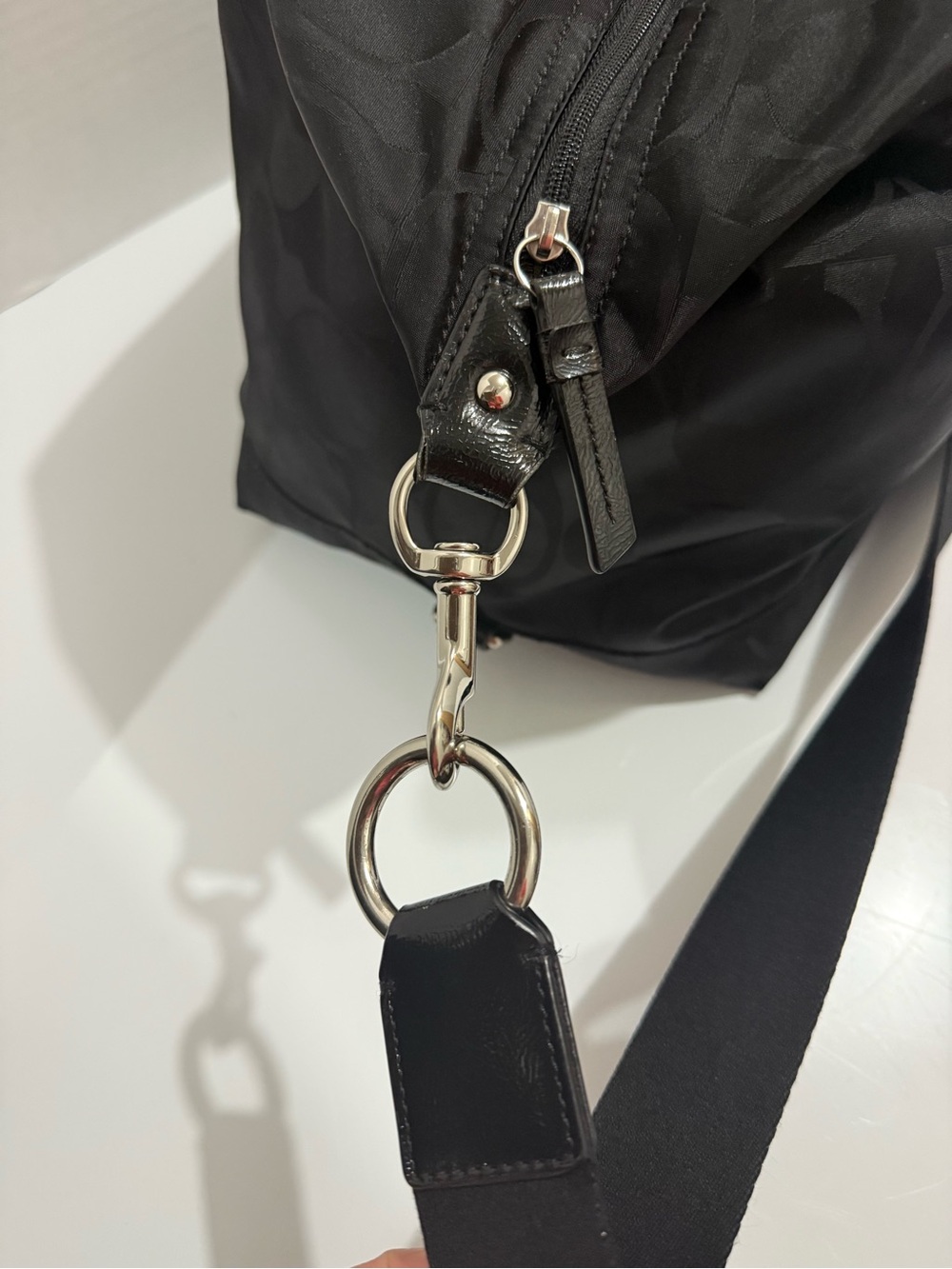 Coach Black Signature Nylon Getaway Duffle Bag Leather Trim F77469 - Picture 8 of 16